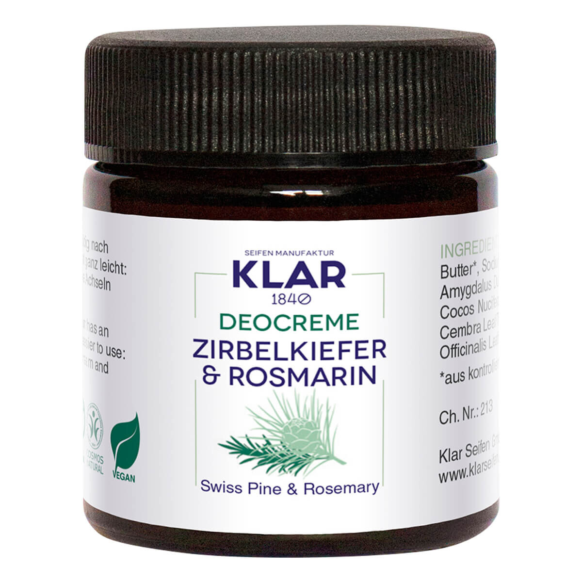 Klar Seifen Deodorant Creme Fyrretræ Rosmarin