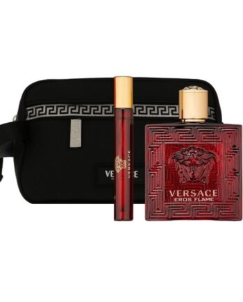 Versace Eros Flame Eau Parfum Sæt 100  Travel Spray  Taske
