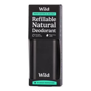 Wild Refillable Natural Deodorant Fresh Cotton Sea Salt Black Case Stk